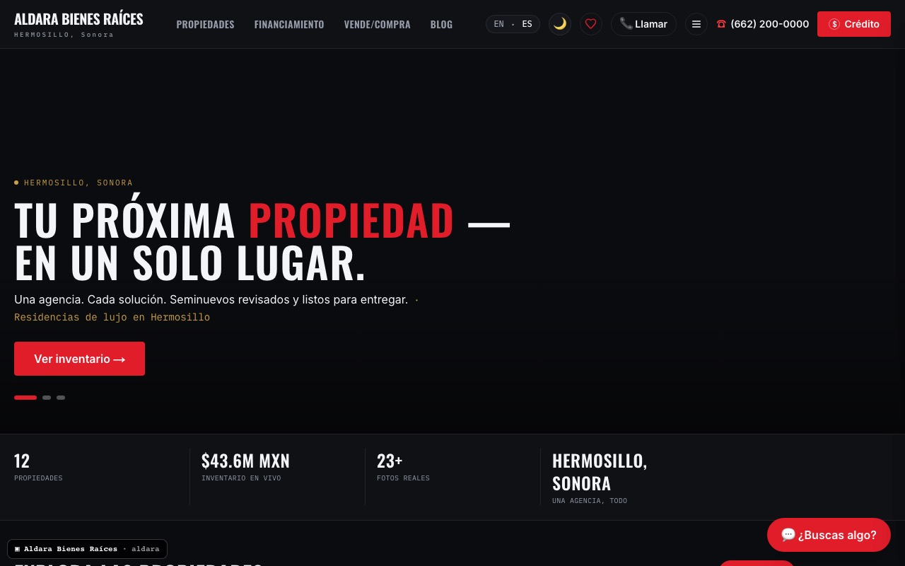Site built by VENDAU — Aldara, home